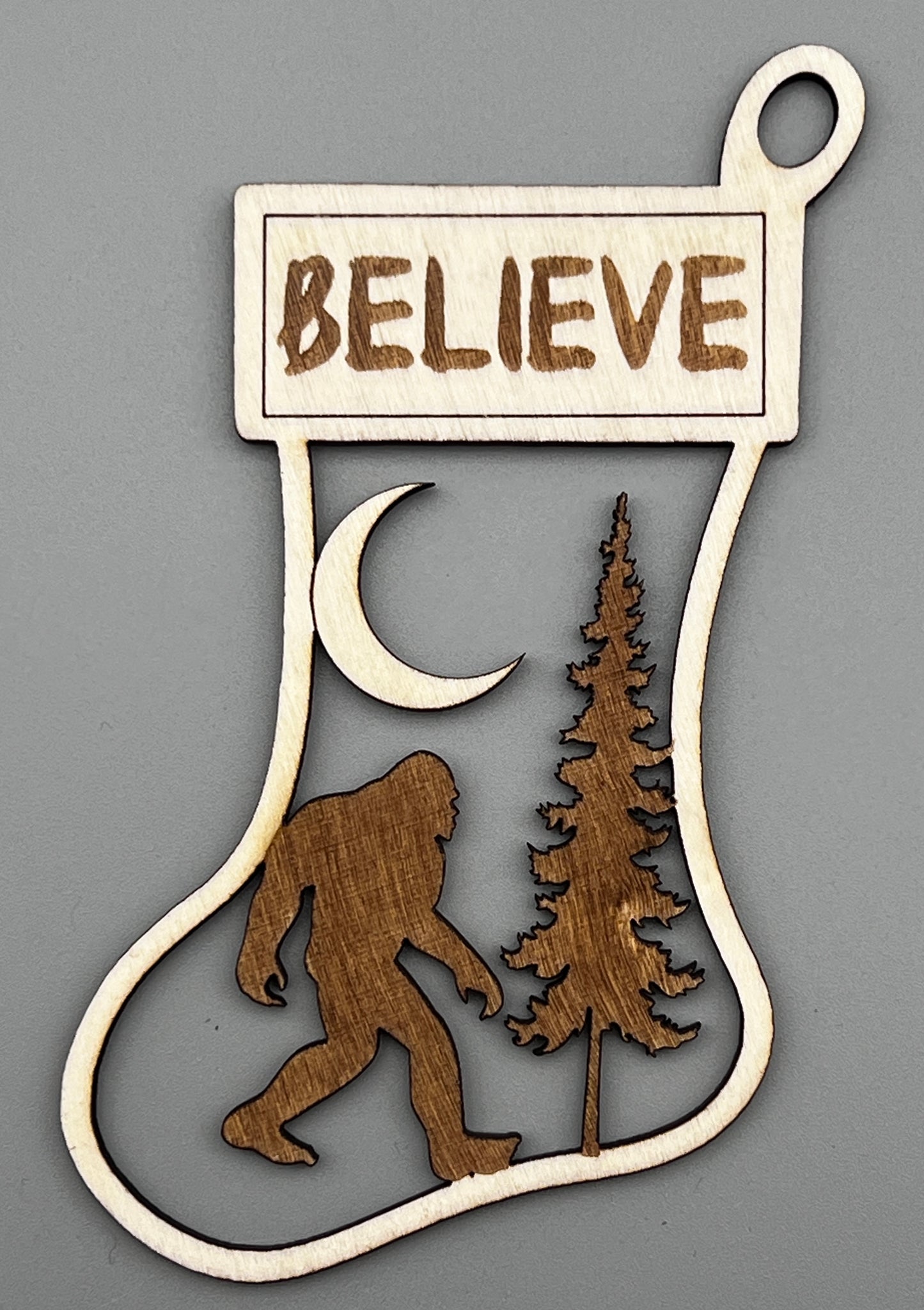 Bigfoot “Believe” Christmas Ornaments - Stocking
