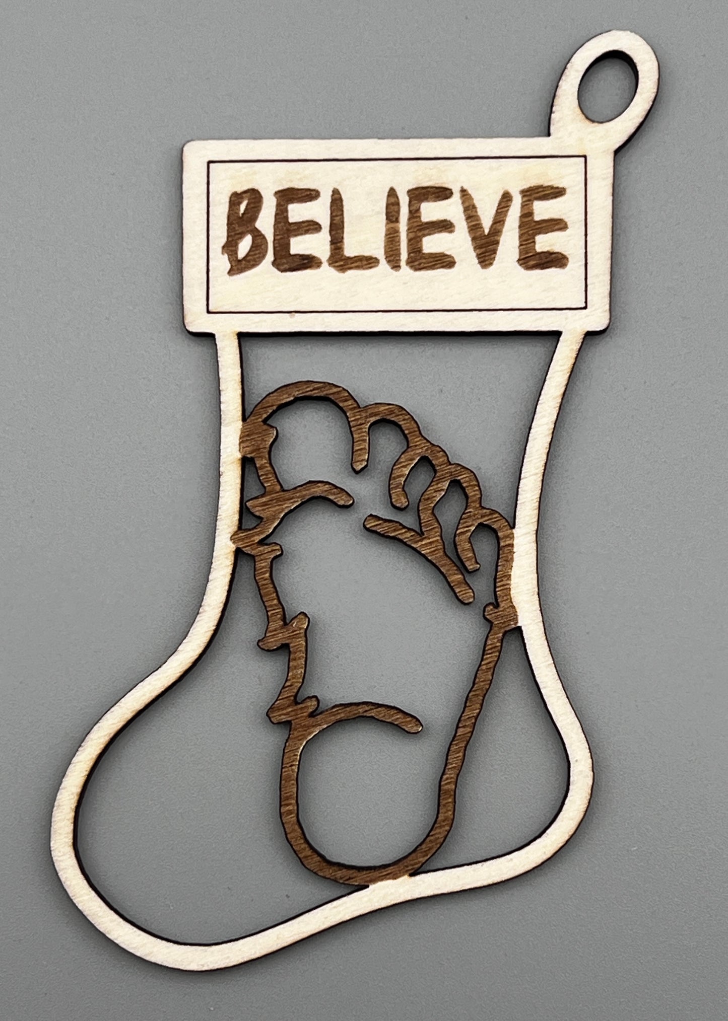 Bigfoot “Believe” Christmas Ornaments - Stocking