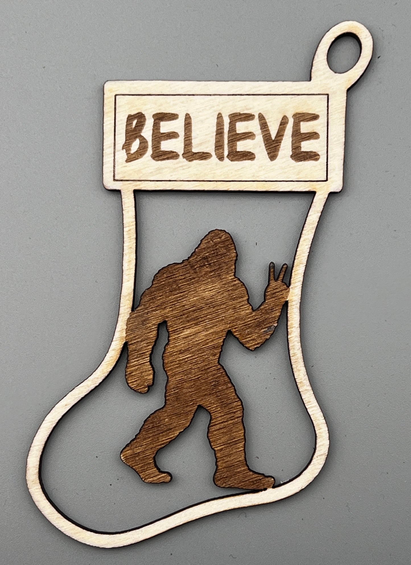 Bigfoot “Believe” Christmas Ornaments - Stocking