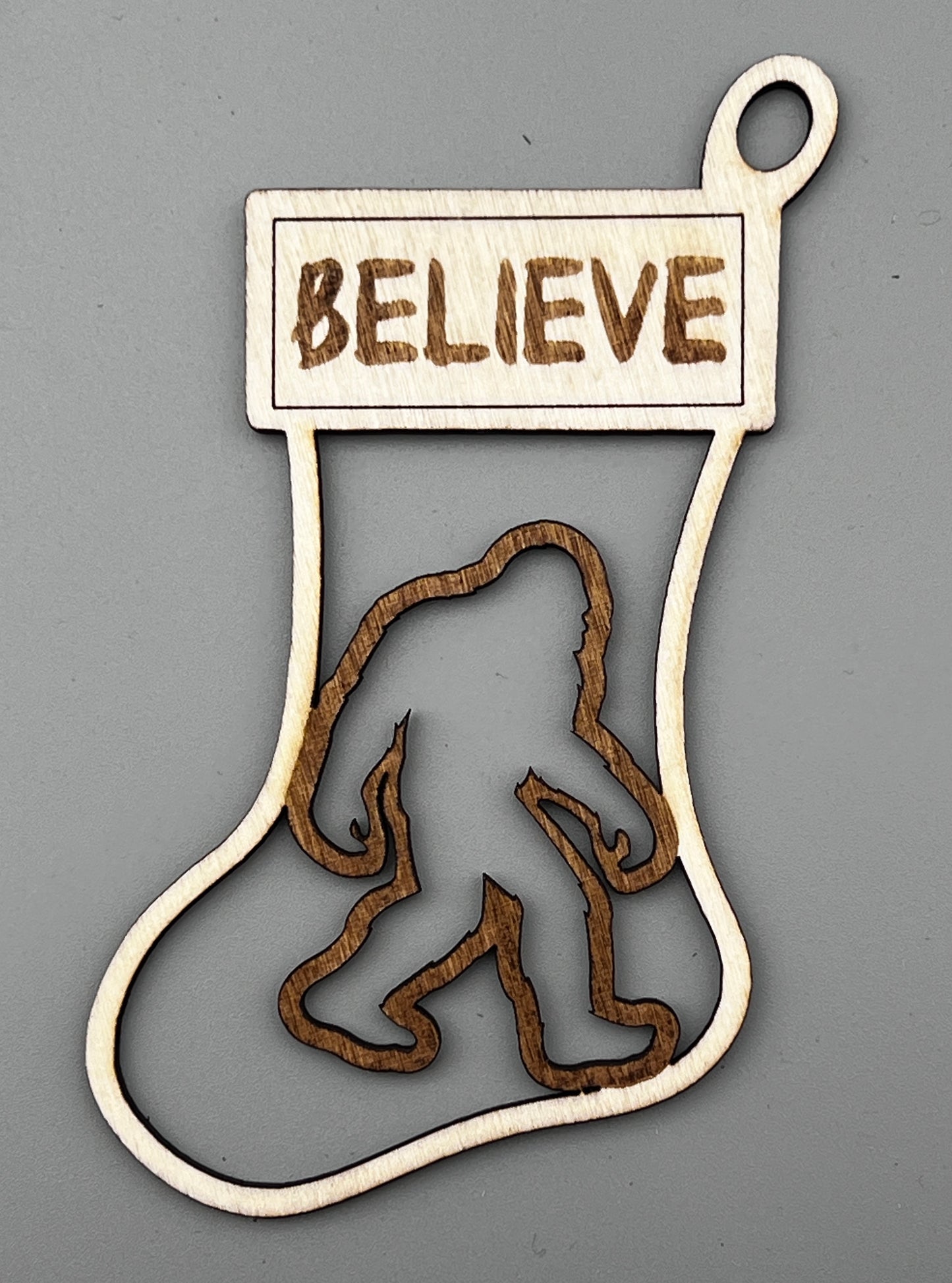 Bigfoot “Believe” Christmas Ornaments - Stocking