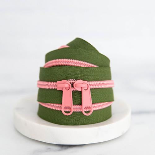 Olive Blossom Zipper Tape