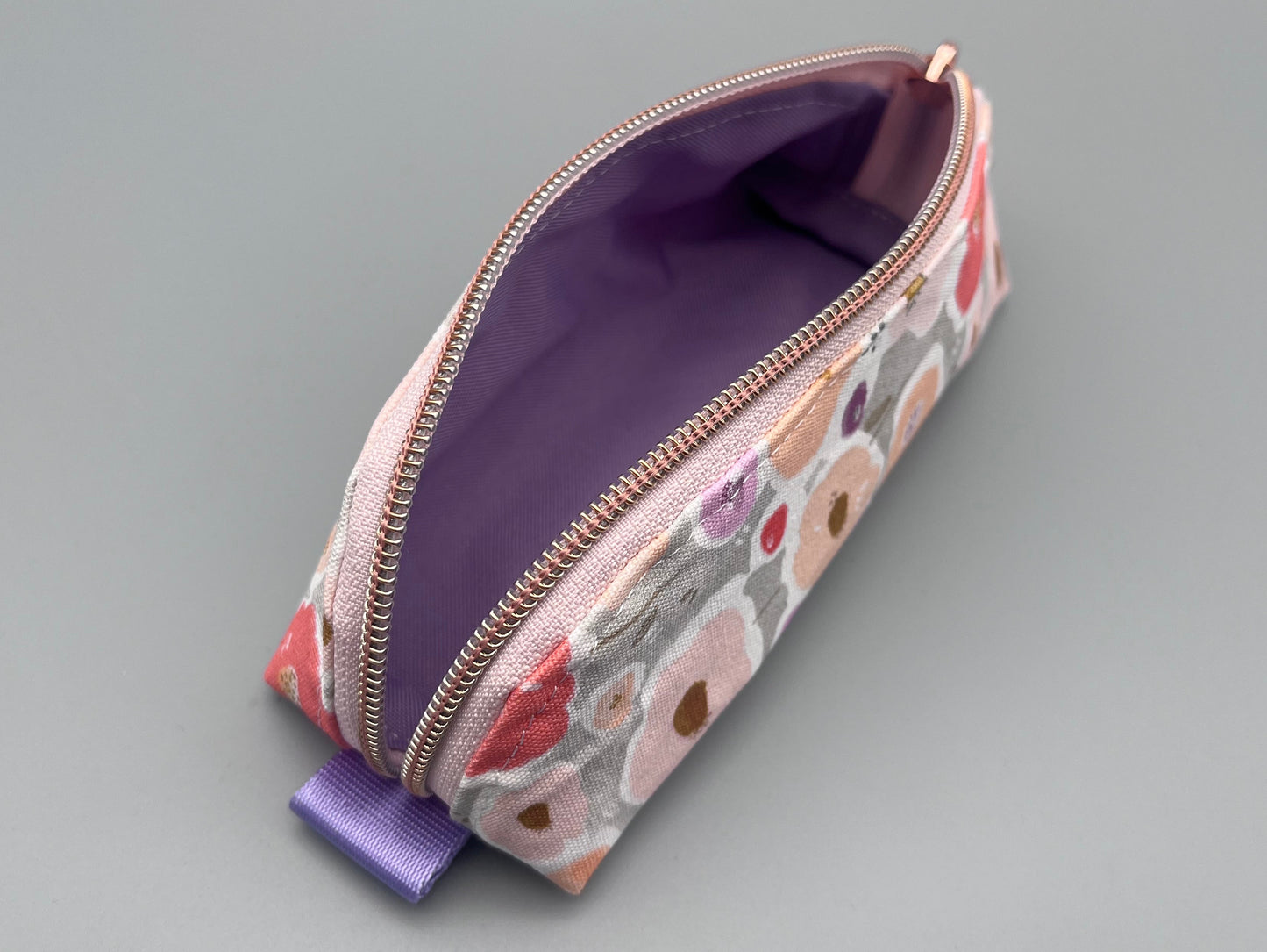 Floral Zipper Pouch – Rose Gold Accent