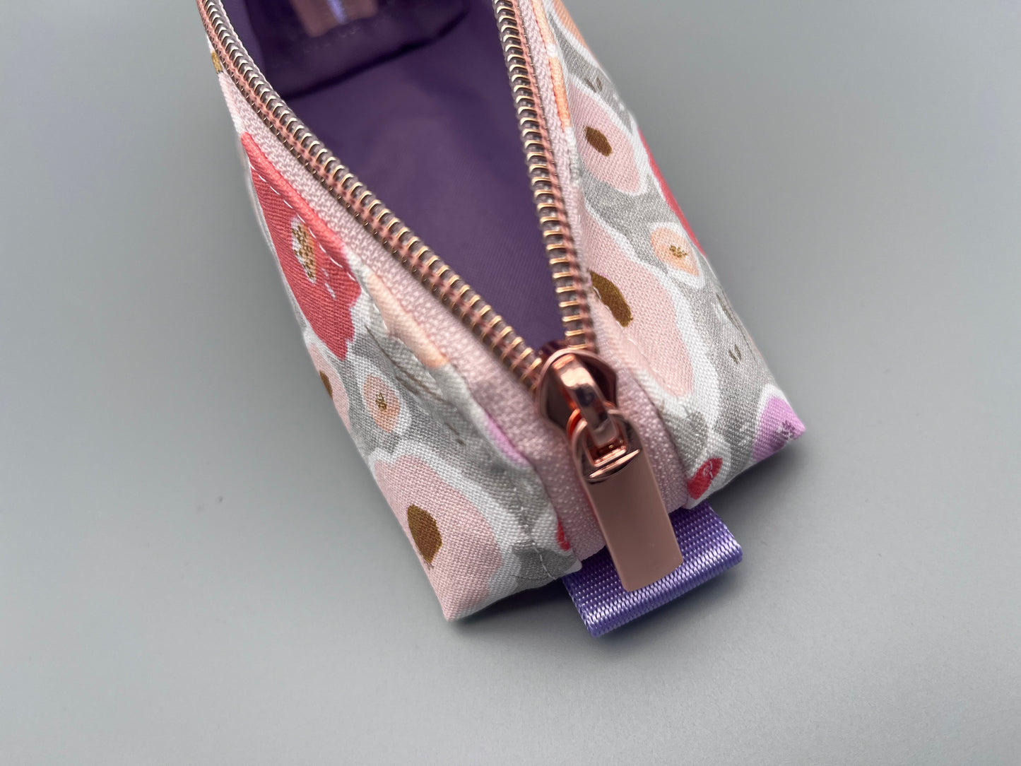 Floral Zipper Pouch – Rose Gold Accent