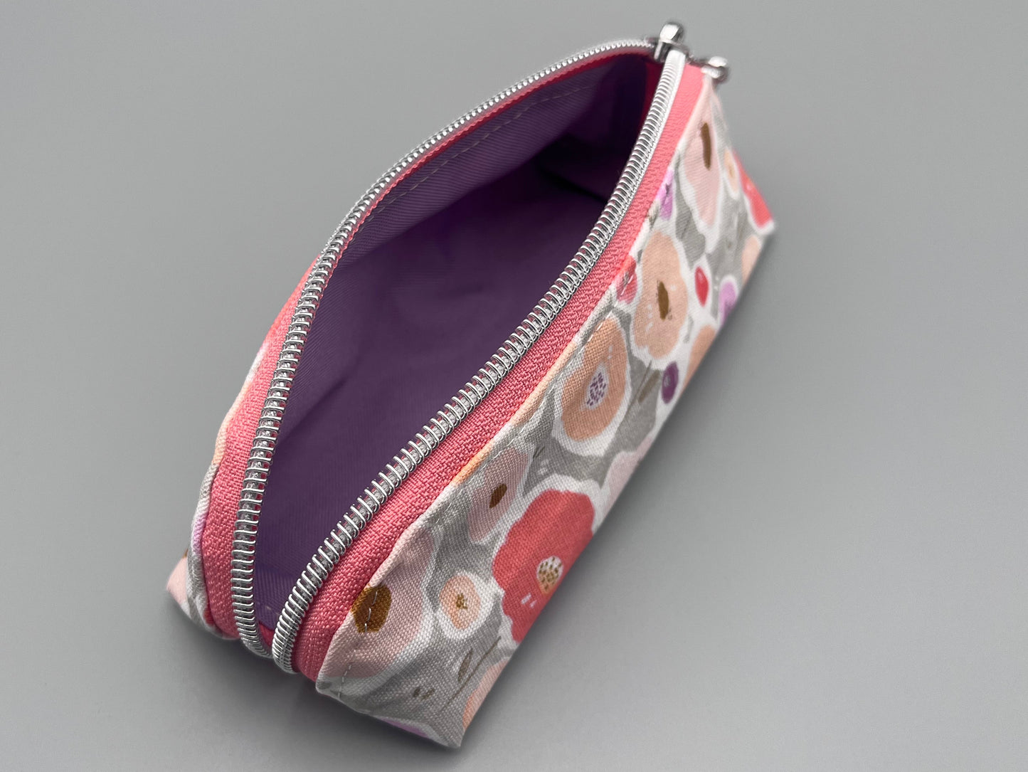 Floral Zipper Pouch - Silver Accent