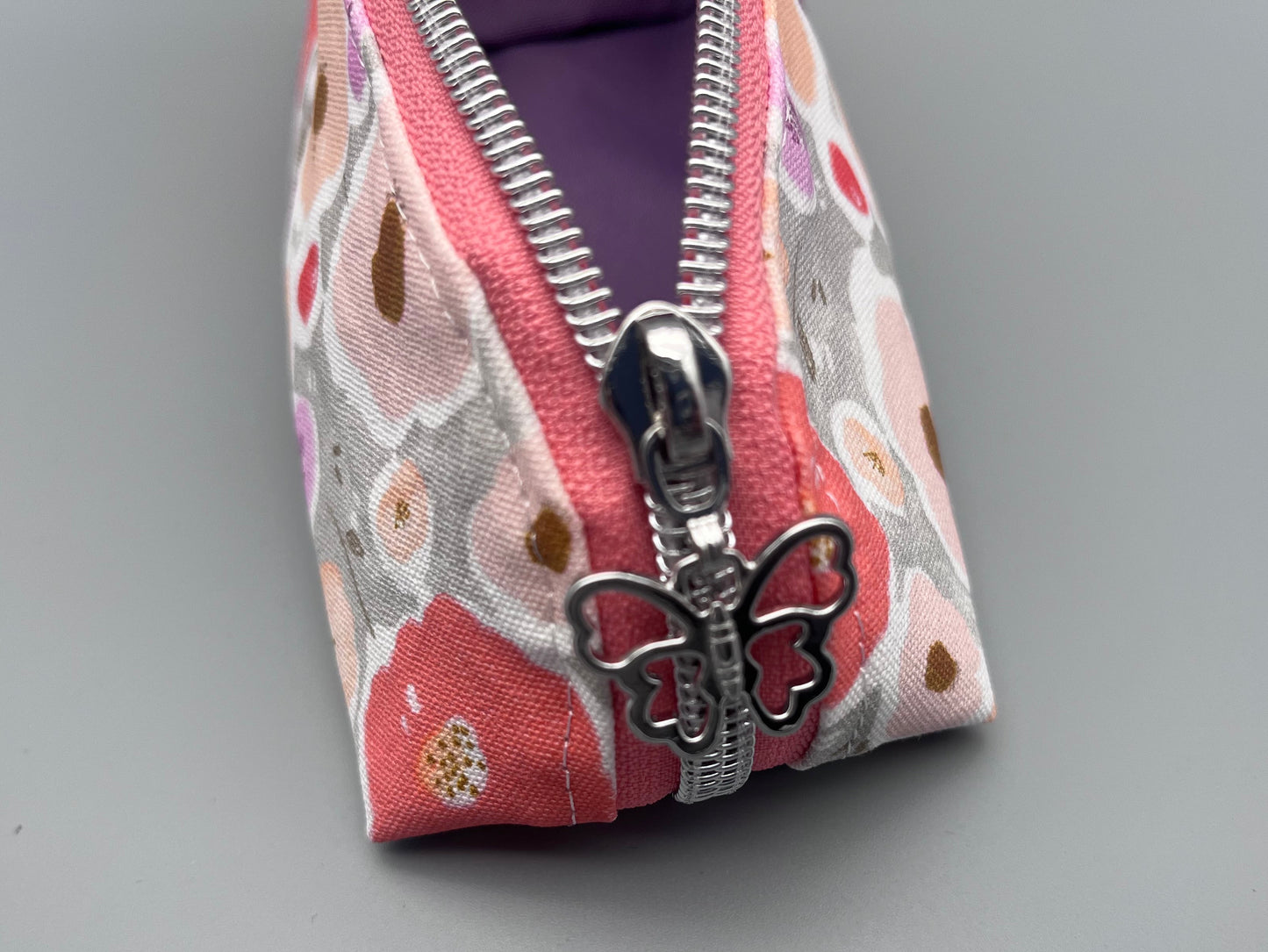 Floral Zipper Pouch - Silver Accent