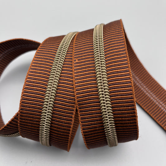 Maple Mocha Striped #5 Zipper Tape