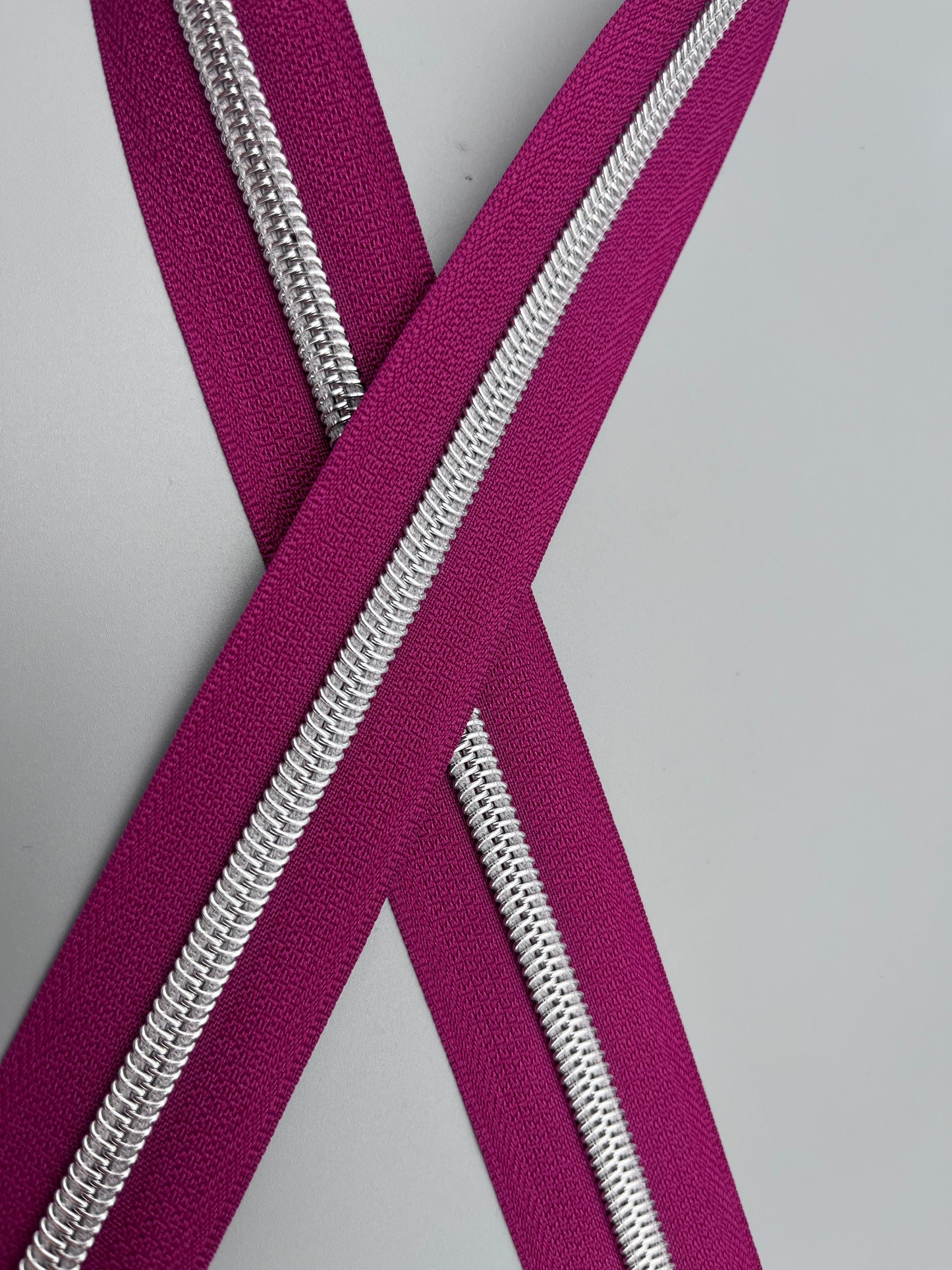 Magenta with Silver-#5 Zipper Tape