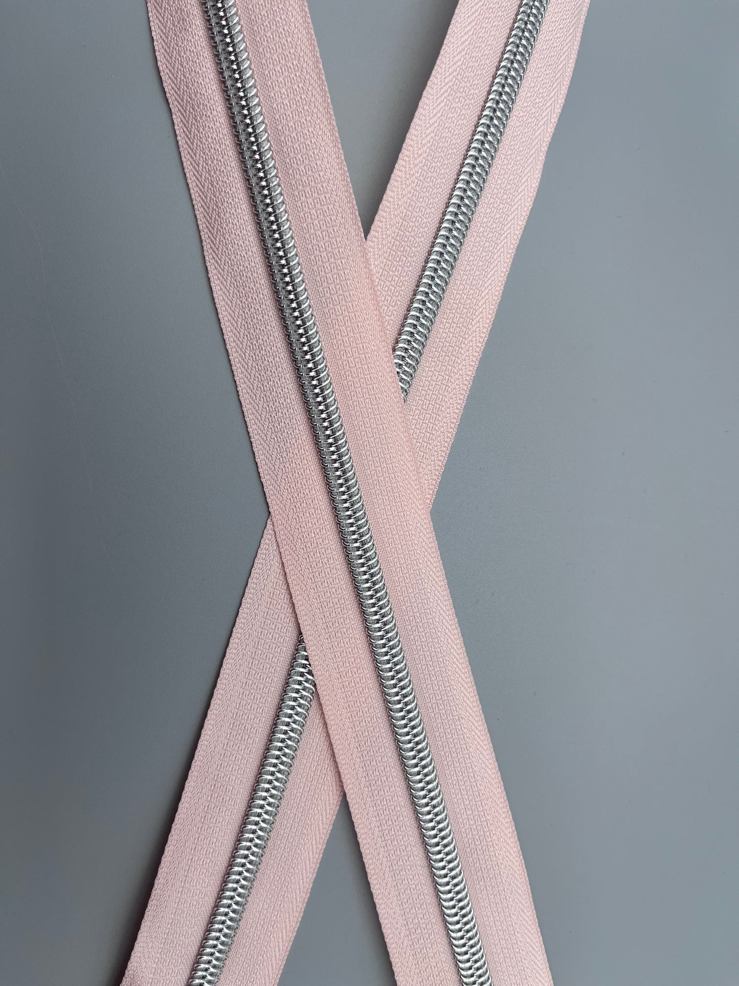 Baby Pink with Silver-#5 Zipper Tape
