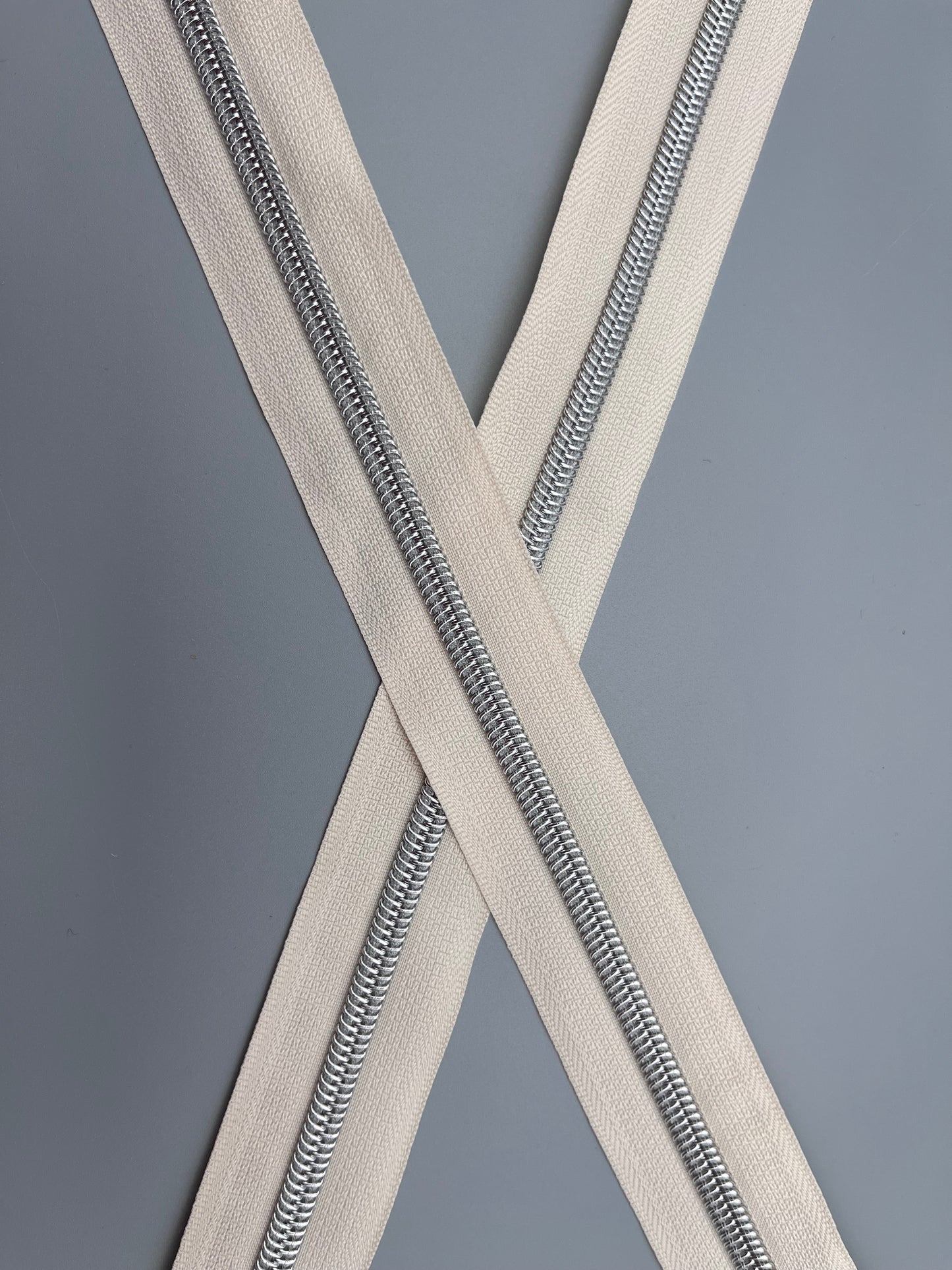 Light Cream with Silver-#5 Zipper Tape