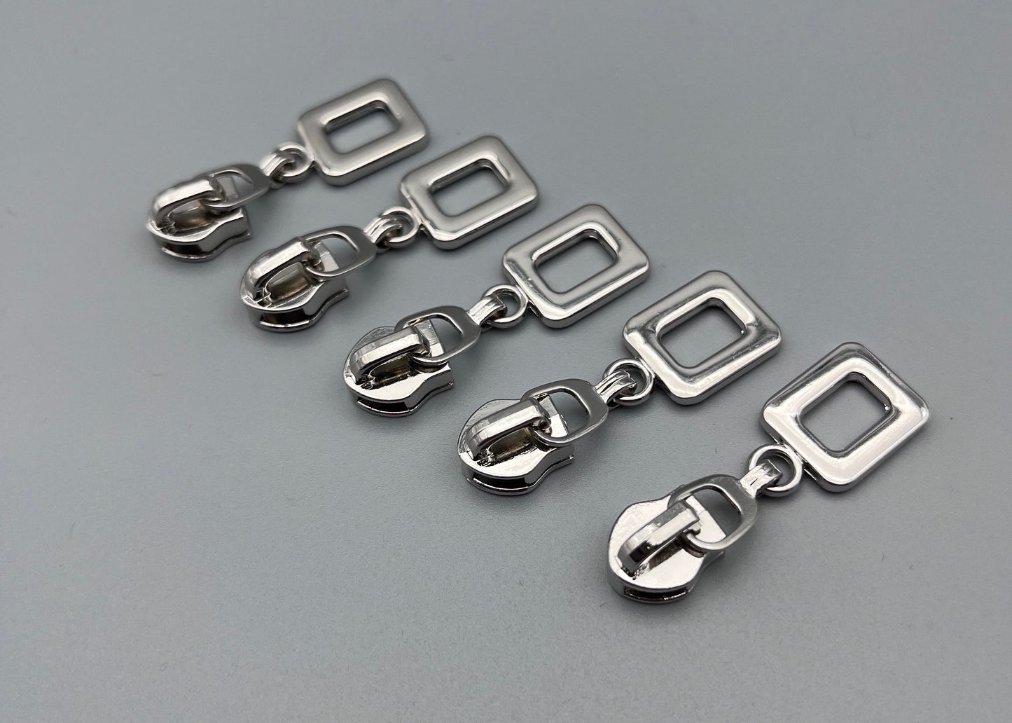 Silver Square Zipper Pull