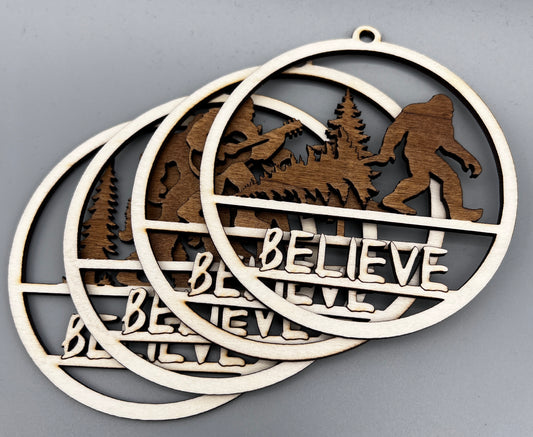 Bigfoot “Believe” Christmas Ornaments - Round
