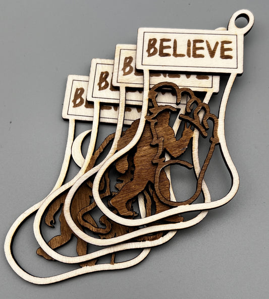 Bigfoot “Believe” Christmas Ornaments - Stocking