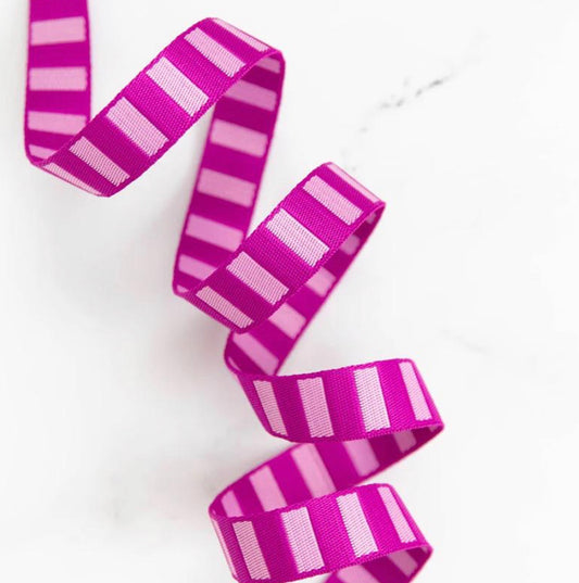 Bold Stripe Webbing Berry/Peony