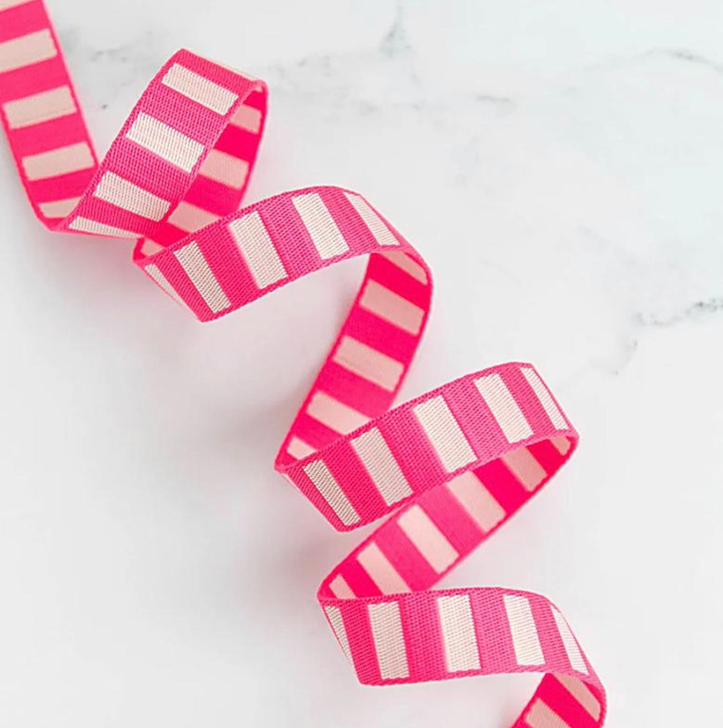 Bold Stripe Webbing Neon Pink and Off White