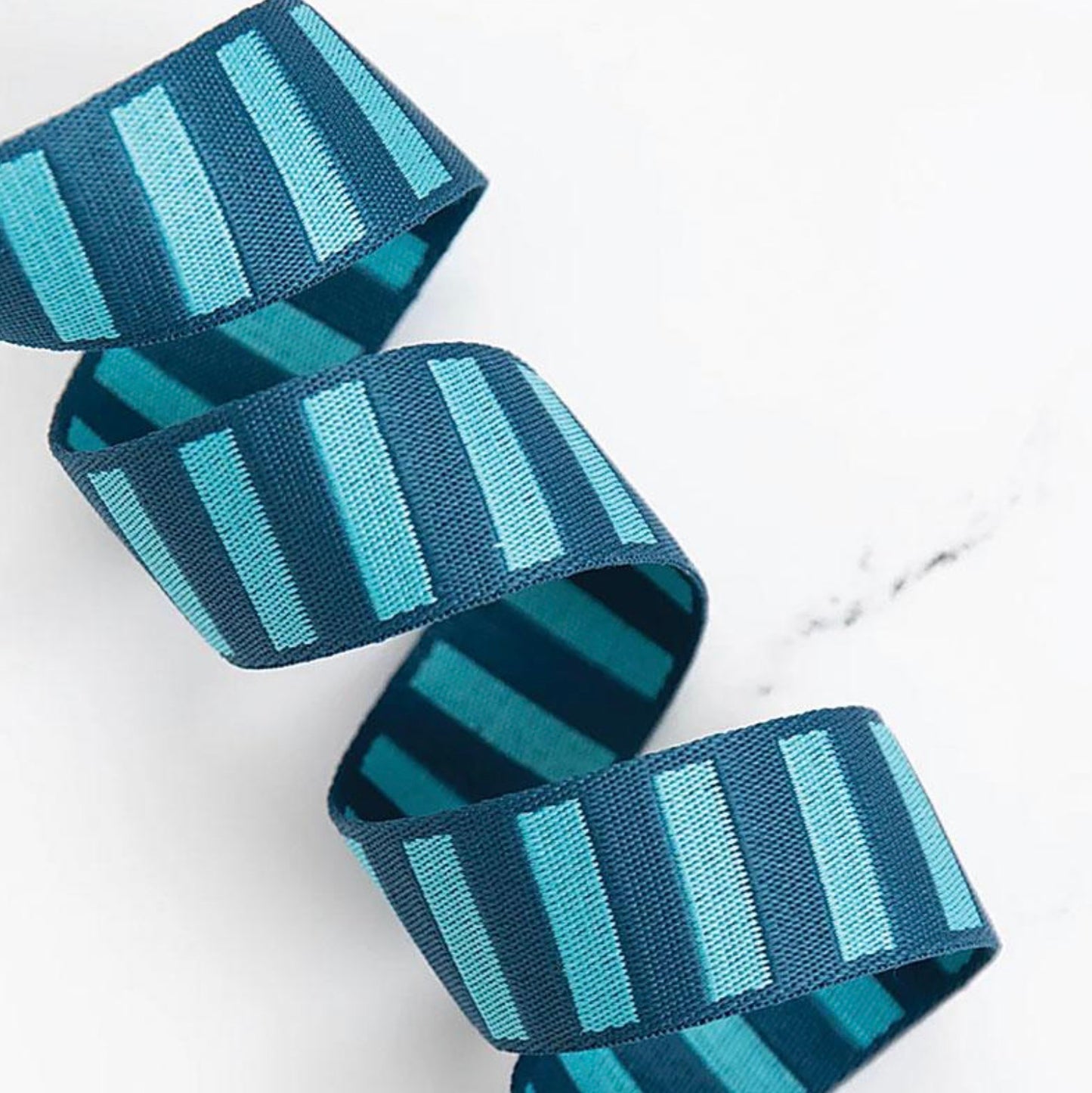 Bold Stripe Webbing Peacock and Turquoise