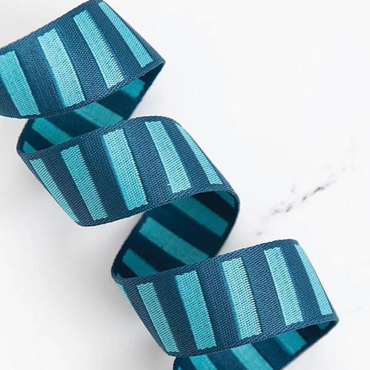 Bold Stripe Webbing Peacock and Turquoise