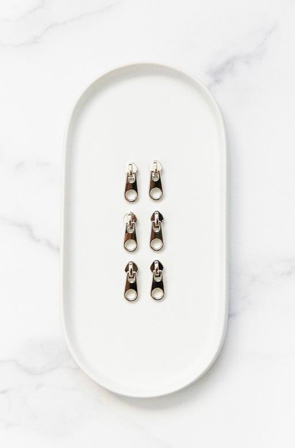 Knot and Thread Nickel Zipper Pulls