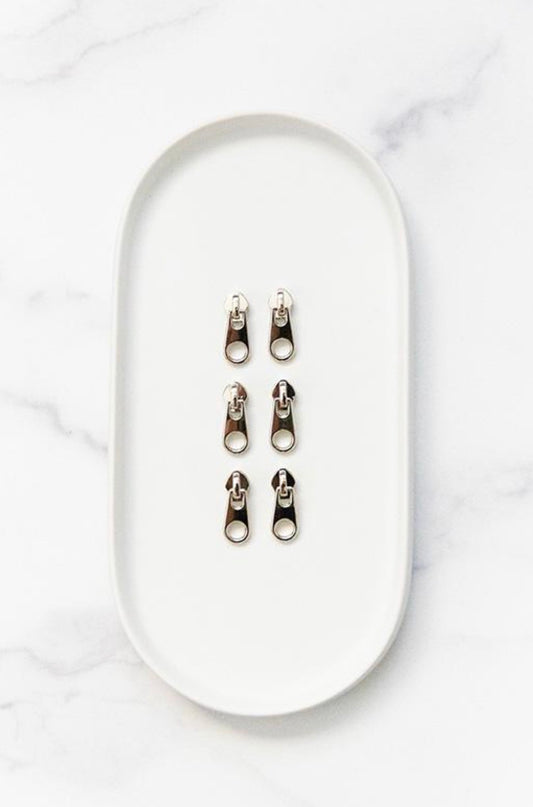 Knot and Thread Nickel Zipper Pulls