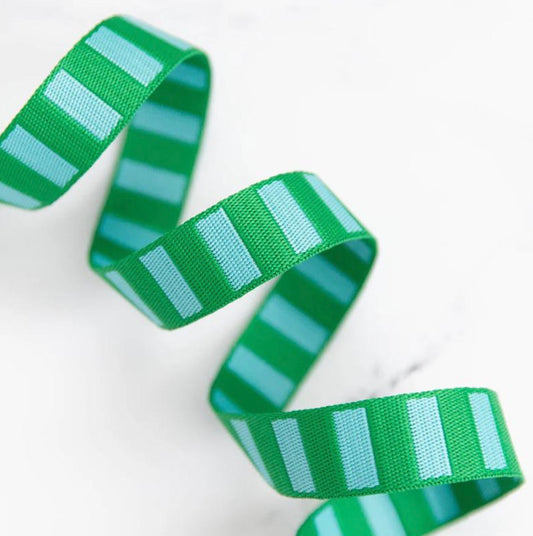 Bold Stripe Webbing Billiard and Turquoise