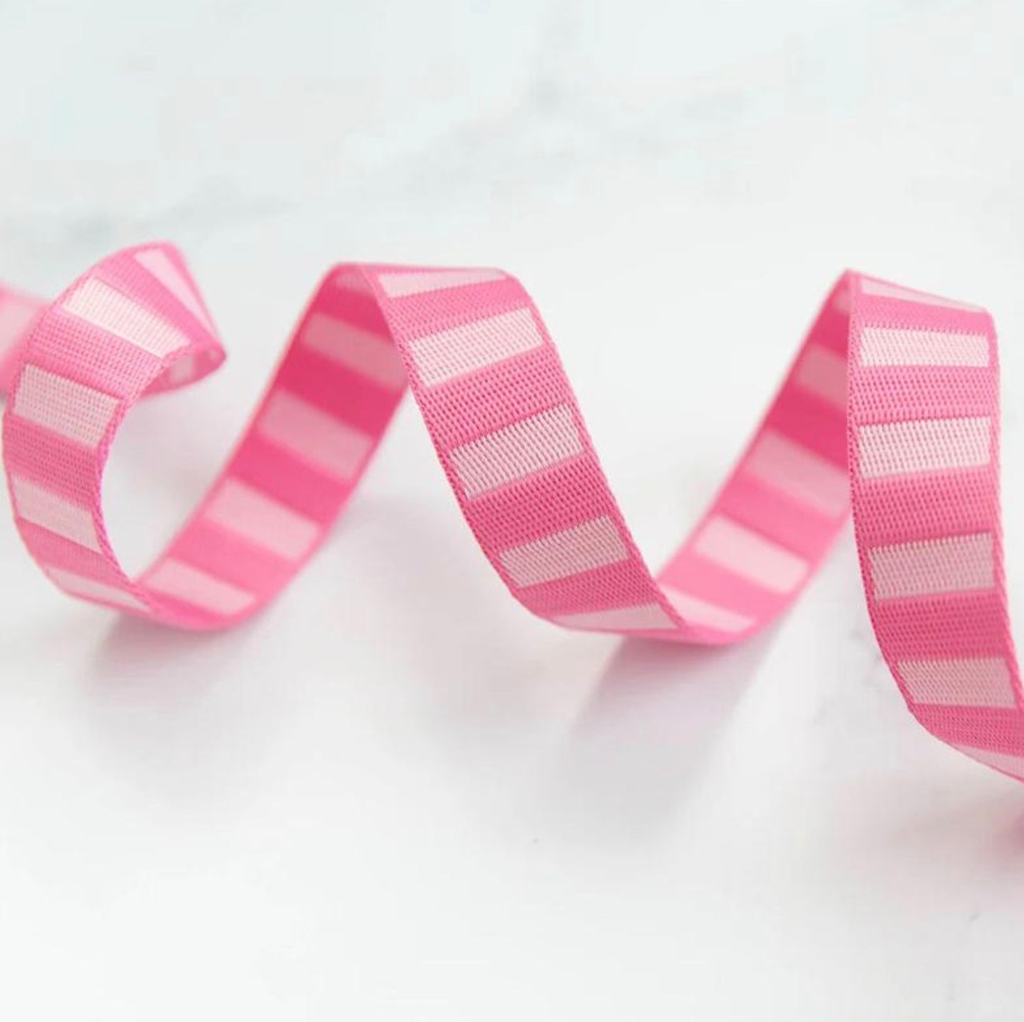 Bold Stripe Webbing Flamingo and Pale Pink