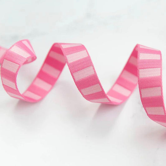 Bold Stripe Webbing Flamingo and Pale Pink