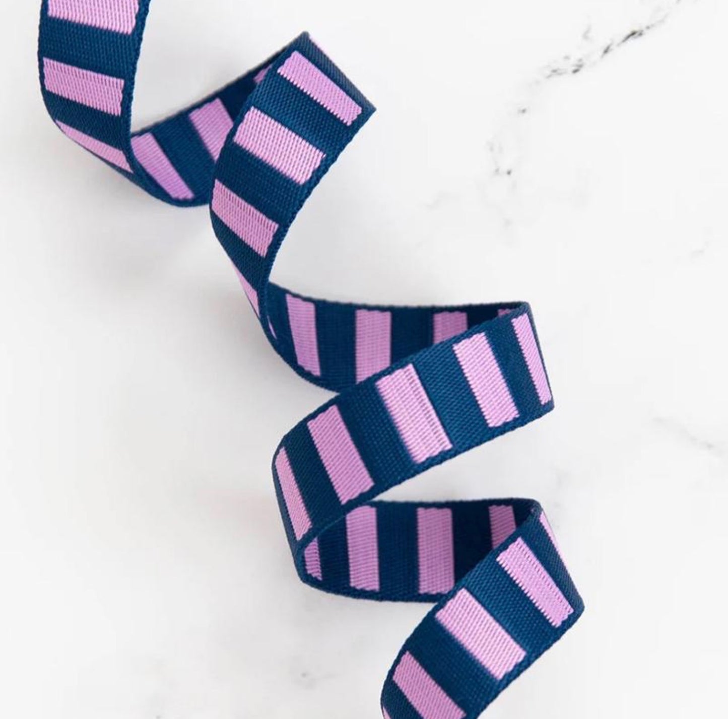 Bold Stripe Webbing Navy and Peony