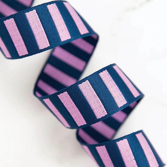 Bold Stripe Webbing Navy and Peony
