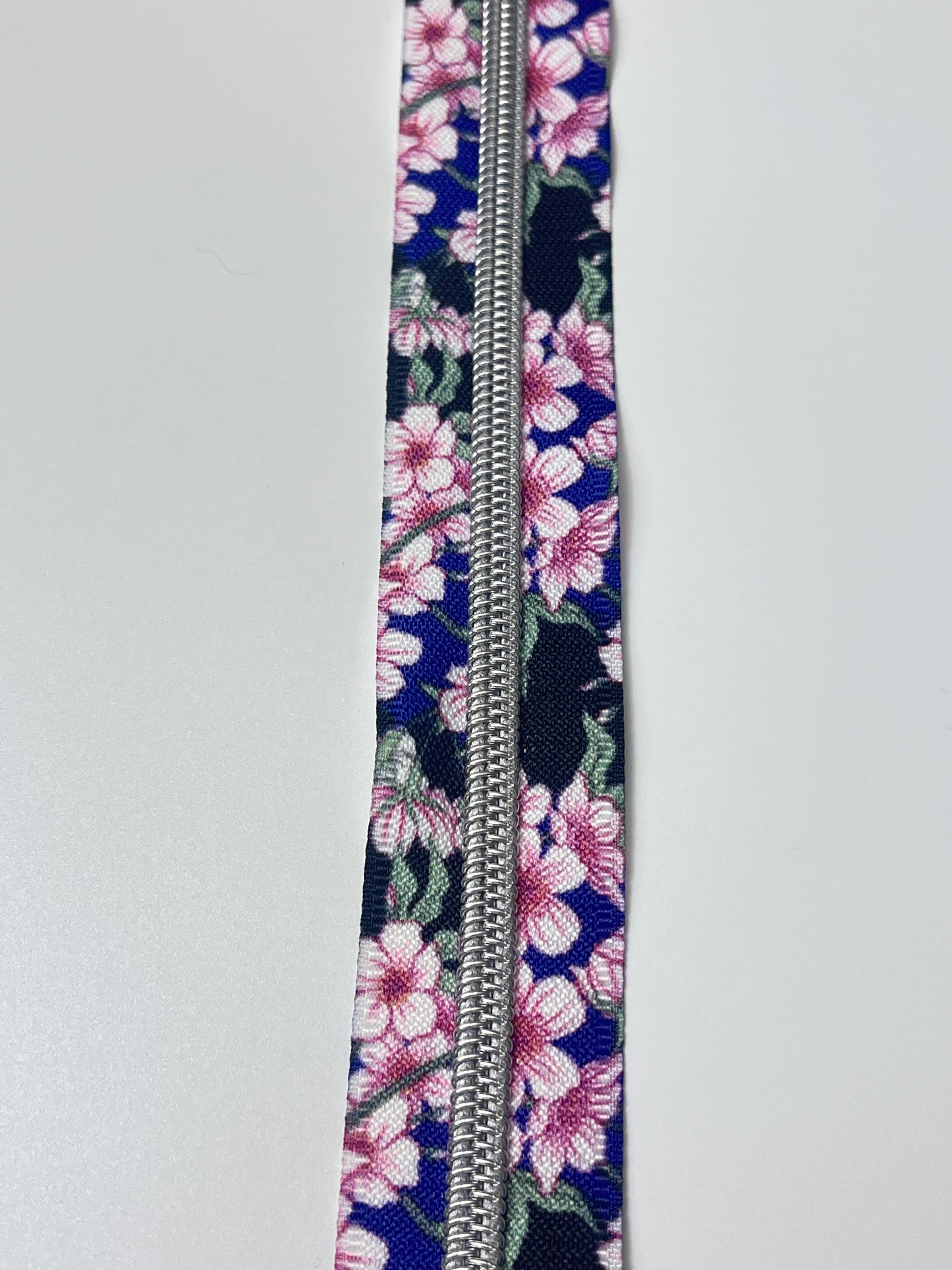 Floral with Silver-#5 Zipper Tape
