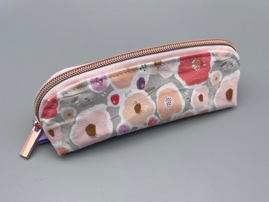 Floral Zipper Pouch – Rose Gold Accent