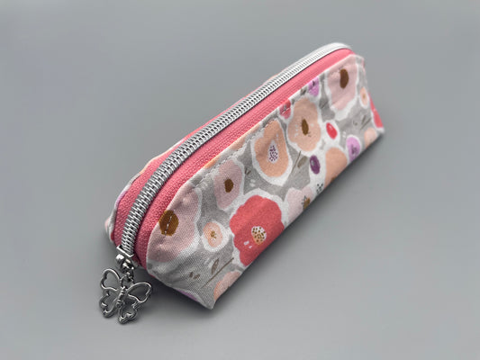 Floral Zipper Pouch - Silver Accent