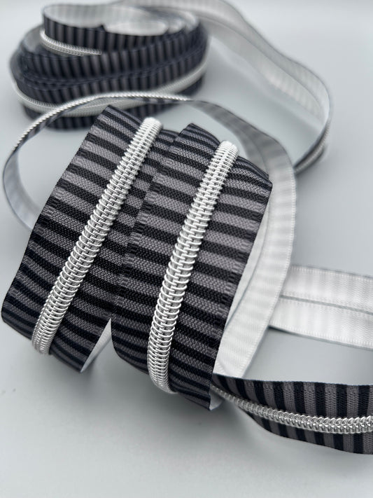 Slate and Shadow with Silver - #5 Zipper Tape