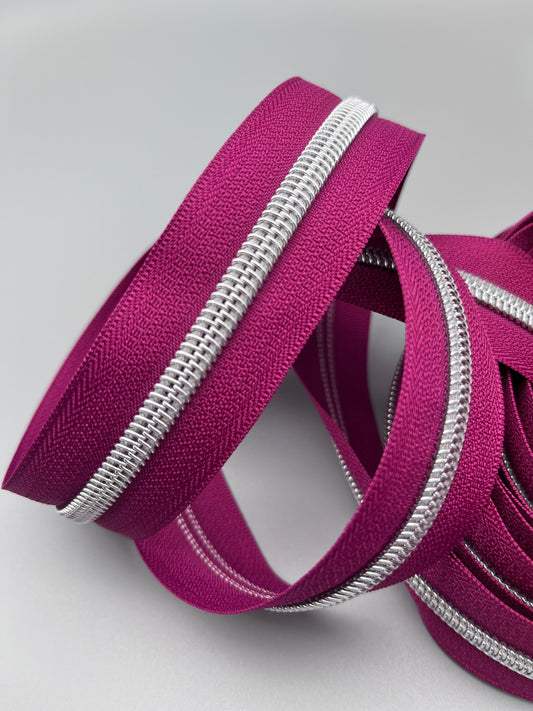 Magenta with Silver-#5 Zipper Tape