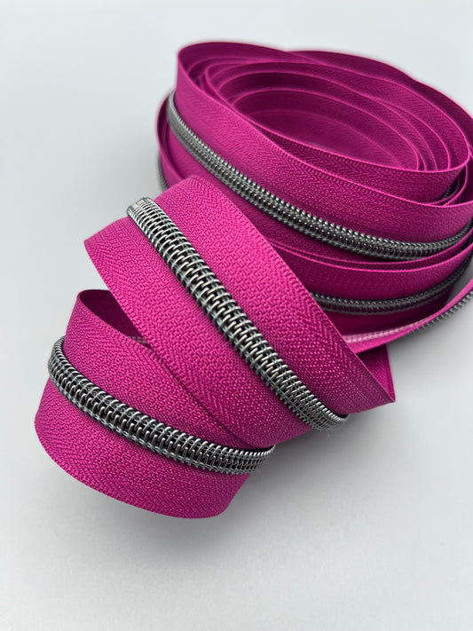Magenta with Bronze-#5 Zipper Tape
