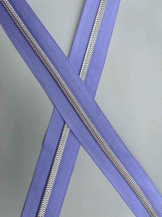 Periwinkle with Silver-#5 Zipper Tape