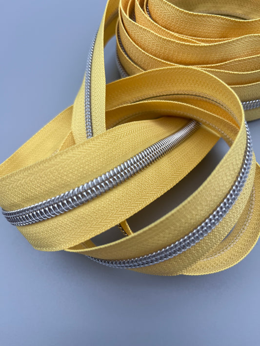 Buttercup with Silver-#5 Zipper Tape