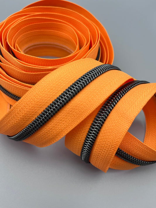 Tangerine with Gunmetal-#5 Zipper Tape