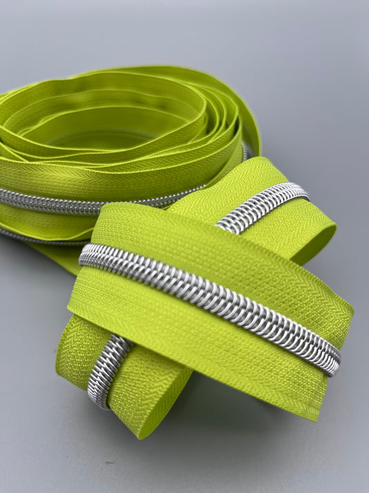 Pickle Pop with Silver-#5 Zipper Tape