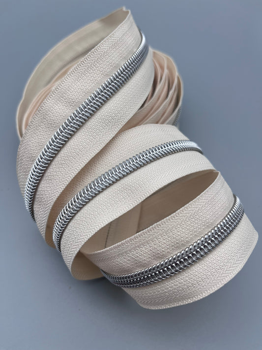 Light Cream with Silver-#5 Zipper Tape