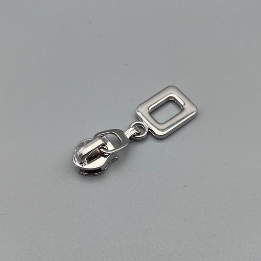 Silver Square Zipper Pull