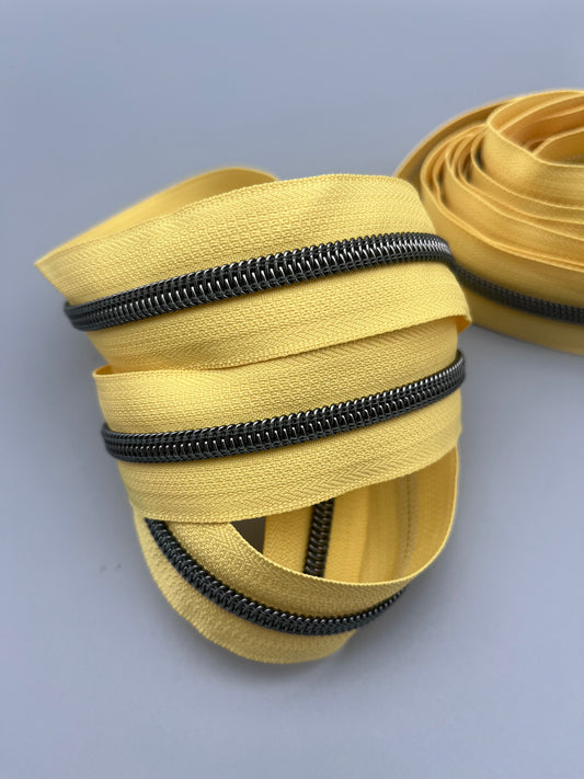 Buttercup with Gunmetal-#5 Zipper Tape